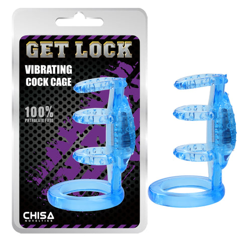 Blue Vibrating Cock Cage-ring Chisa
